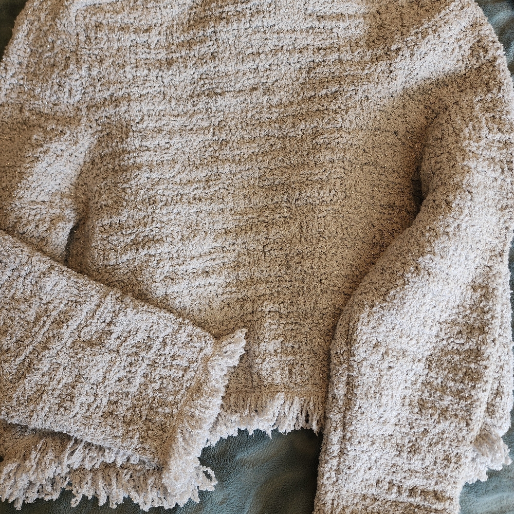 Ann Taylor Cream Bouclé Open-Front Cardigan - Picture 5 of 5